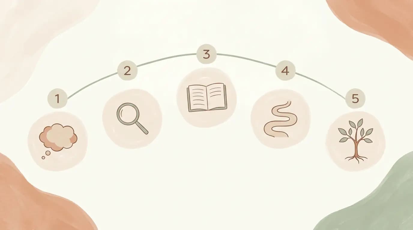 Numbered illustration of the five-step CBT therapy process