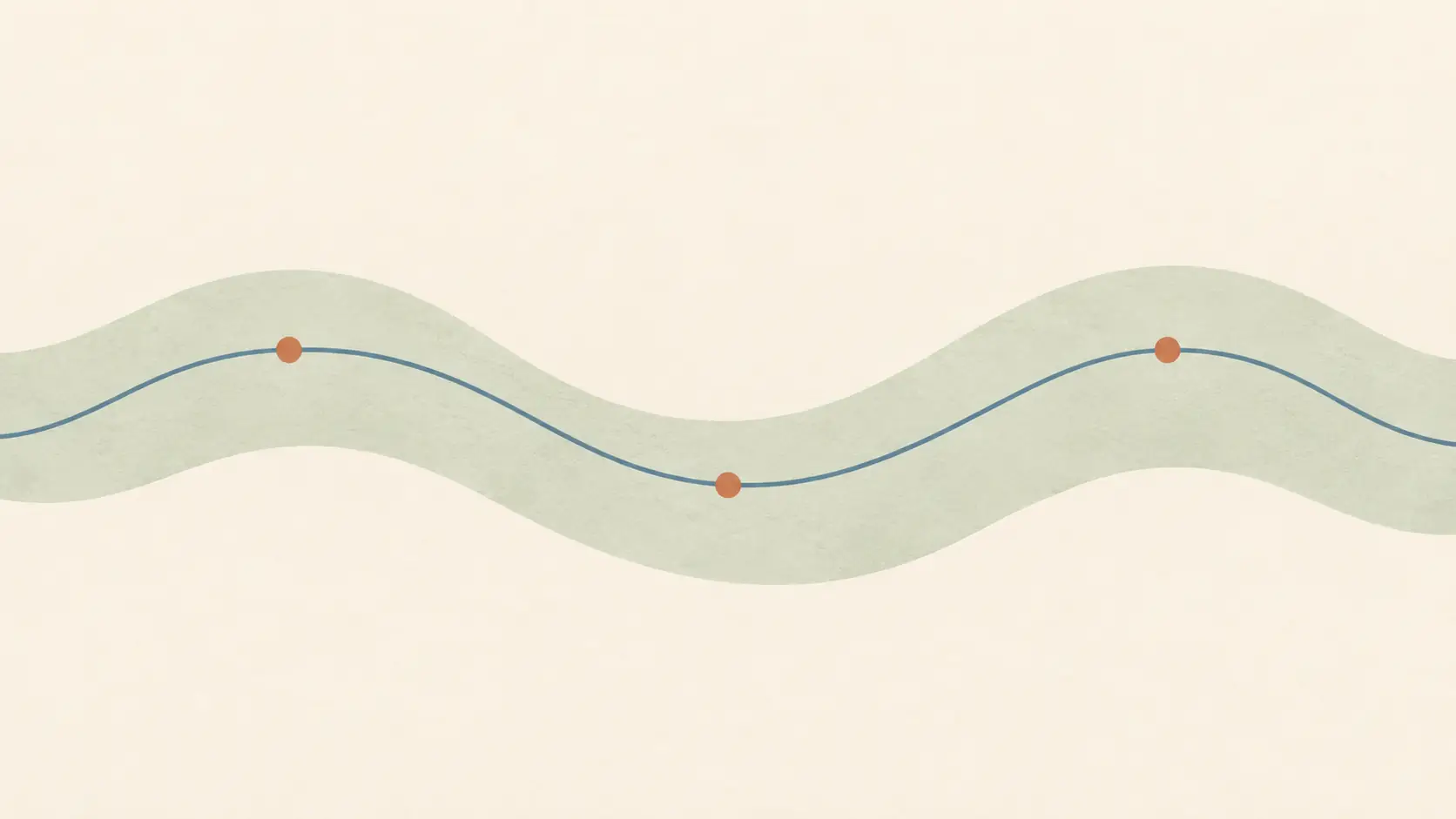 Wavy line rising and falling within a soft sage band, illustrating management