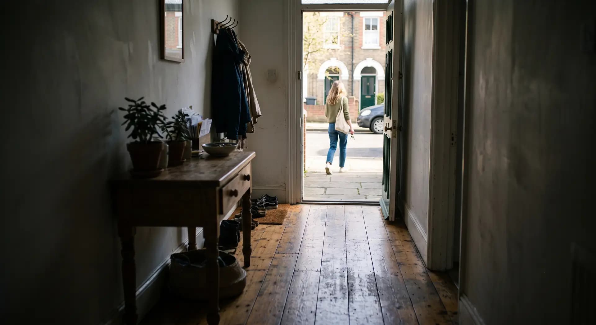 Stepping out the front door on a clear morning